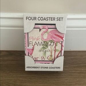 🧡 4 piece flamingo stone coaster set